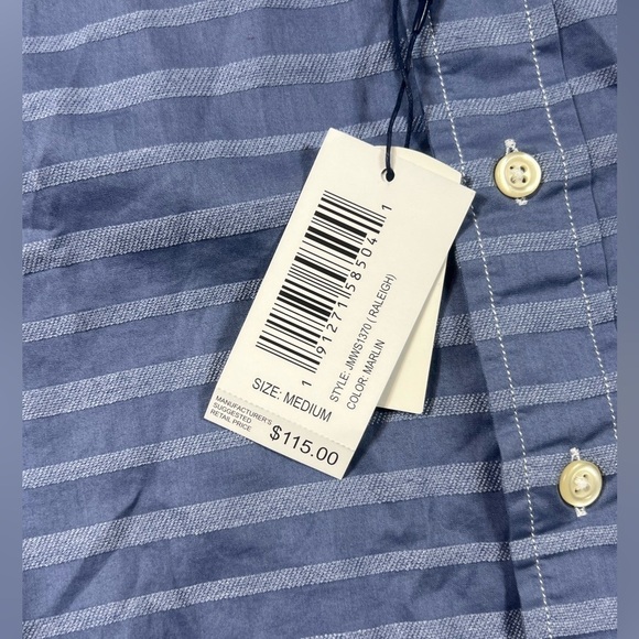 NWT Johnnie-O Size Medium Marlin Navy Stripe Short Sleeve Button Front Shirt - Picture 4 of 11